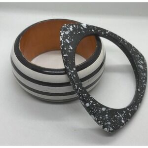 Vintage Statement Bangles Black and White Chunky Retro‎ Glamour Pieces Bold